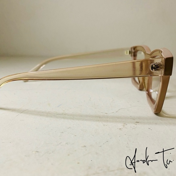 Tan Rectangular Glasses with Bold Design - Picture 2 of 2
